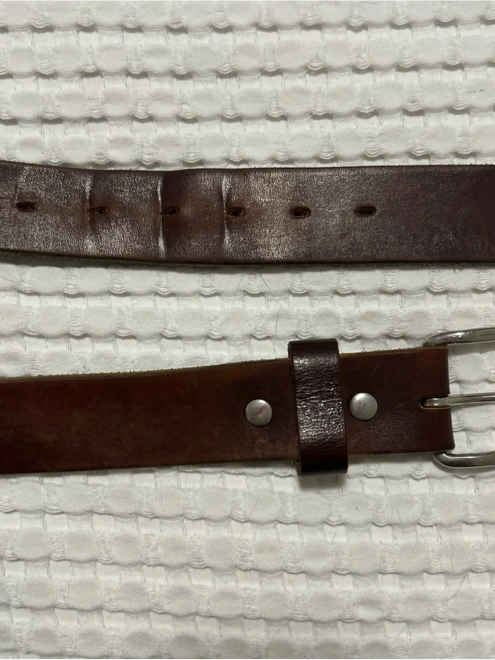 Main Street Forge Men's Full Grain Leather Belt Brown Size 36 Silver Buckle
